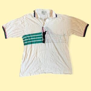 Vintage 80s players by van Huesen golf graphic polo tee men's size Large